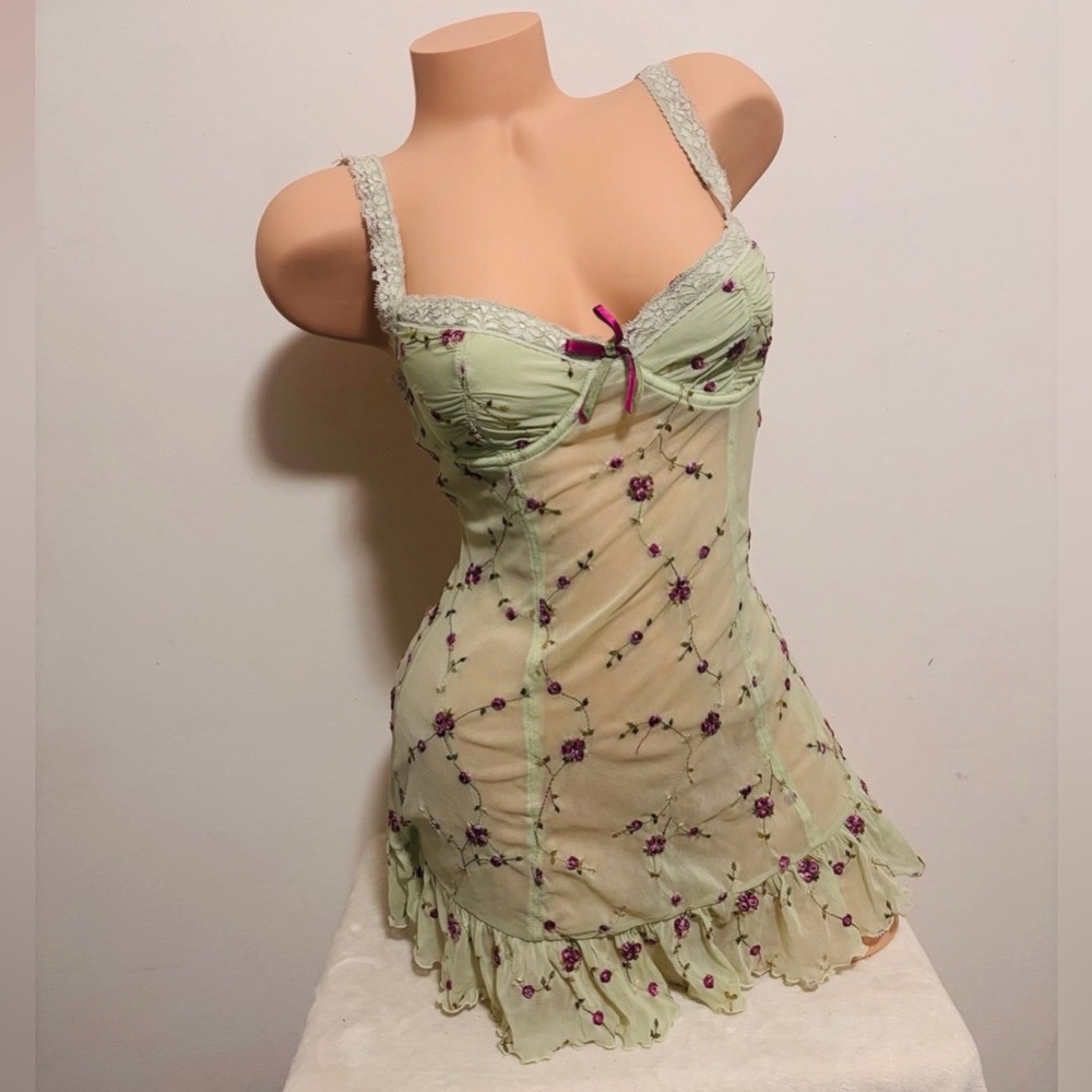 Amazon Delicate Lace Chemise in Green and Purple